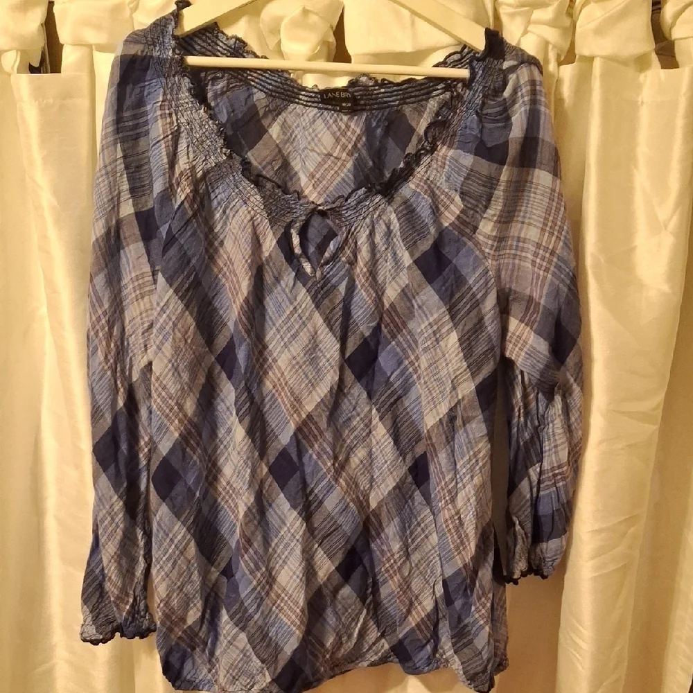 Lane Bryant Blue Plaid Women's Top 18/20 ๐๐๐๐ - Picture 1 of 8